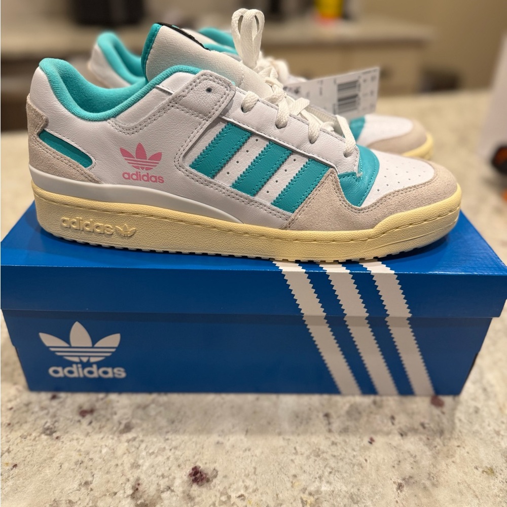 Adidas White and Teal Sneakers - Picture 5 of 5